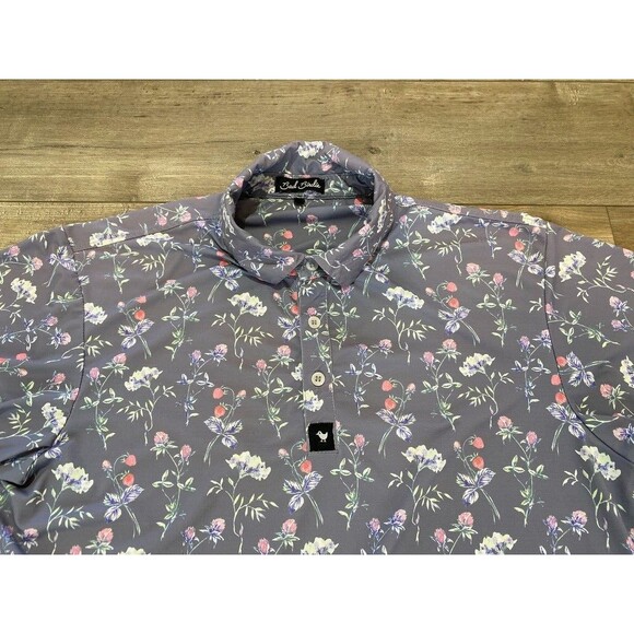 Bad Birdie Polo Men's M All Over Floral Performance Golf Outdoor Stretch Shirt - Picture 2 of 8